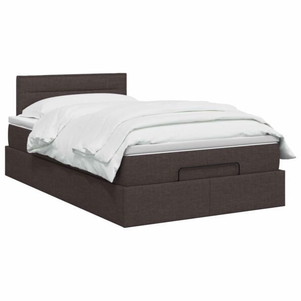 vidaXL Ottoman posteľ s matracom a LED Tmavohnedá 120 x 190 cm Látka – Obrázok 2