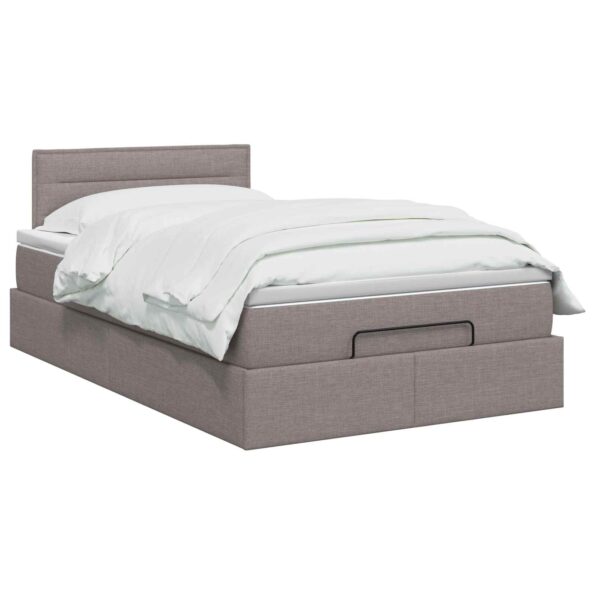 vidaXL Ottoman posteľ s matracom a LED Sivohnedá 120 x 190 cm Látka – Obrázok 2