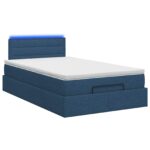 vidaXL Ottoman posteľ s matracom a LED Modrá 120 x 190 cm Látka – Obrázok 9