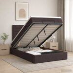 vidaXL Ottoman posteľ s matracom a LED Tmavohnedá 120 x 200 cm Látka – Obrázok 4