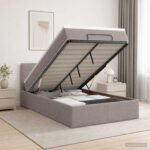 vidaXL Ottoman posteľ s matracom a LED Sivohnedá 120 x 200 cm Látka – Obrázok 12