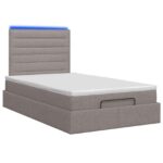 vidaXL Ottoman posteľ s matracom a LED Sivohnedá 120 x 200 cm Látka – Obrázok 7