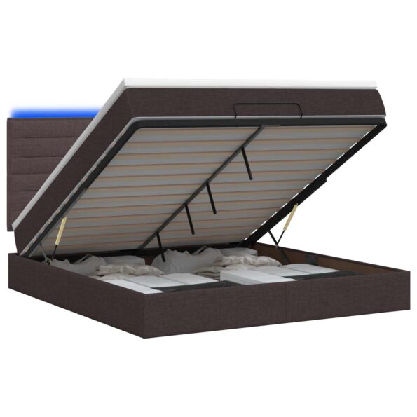 vidaXL Ottoman posteľ s matracom a LED Tmavohnedá 140 x 190 cm Látka – Obrázok 2