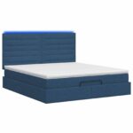 vidaXL Ottoman posteľ s matracom a LED Modrá 140 x 190 cm Látka – Obrázok 7