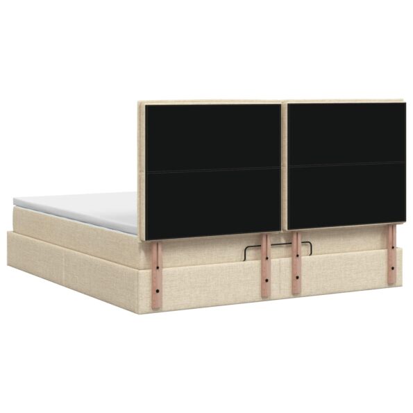 vidaXL Ottoman posteľ s matracom a LED Krémová 140 x 200 cm Látka – Obrázok 8