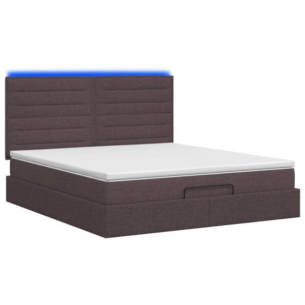 vidaXL Ottoman posteľ s matracom a LED Tmavohnedá 160 x 200 cm Látka – Obrázok 9