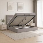vidaXL Ottoman posteľ s matracom a LED Sivohnedá 160 x 200 cm Látka – Obrázok 4