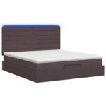 vidaXL Ottoman posteľ s matracom a LED Tmavohnedá 180 x 200 cm Látka – Obrázok 9