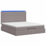 vidaXL Ottoman posteľ s matracom a LED Sivohnedá 180 x 200 cm Látka – Obrázok 9