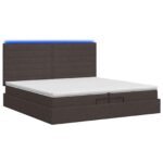 vidaXL Ottoman posteľ s matracom a LED Tmavohnedá 200 x 200 cm Látka – Obrázok 9