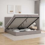 vidaXL Ottoman posteľ s matracom a LED Sivohnedá 200 x 200 cm Látka – Obrázok 12