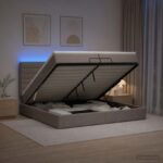 vidaXL Ottoman posteľ s matracom a LED Sivohnedá 200 x 200 cm Látka – Obrázok 13