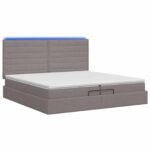 vidaXL Ottoman posteľ s matracom a LED Sivohnedá 200 x 200 cm Látka – Obrázok 7