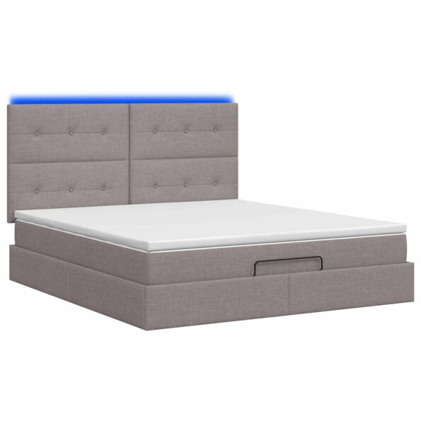 vidaXL Ottoman posteľ s matracom a LED Sivohnedá 160 x 200 cm Látka – Obrázok 7