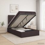 vidaXL Ottoman posteľ s matracom a LED Tmavohnedá 120 x 200 cm Látka