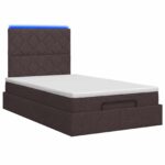 vidaXL Ottoman posteľ s matracom a LED Tmavohnedá 120 x 200 cm Látka – Obrázok 9