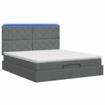 vidaXL Ottoman posteľ s matracom a LED Tmavosivá 160 x 200 cm Látka – Obrázok 9