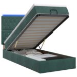 vidaXL Ottoman posteľ s matracom a LED Tmavozelená 80 x 200 cm Zamat – Obrázok 2