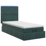 vidaXL Ottoman posteľ s matracom a LED Tmavozelená 80 x 200 cm Zamat – Obrázok 9