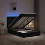 vidaXL Ottoman posteľ s matracom a LED Čierna 120 x 200 cm Zamat