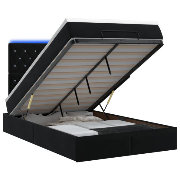 vidaXL Ottoman posteľ s matracom a LED Čierna 120 x 200 cm Zamat – Obrázok 2