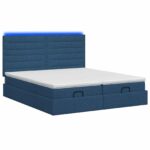 vidaXL Ottoman posteľ s matracom a LED Modrá 160 x 200 cm Látka – Obrázok 9