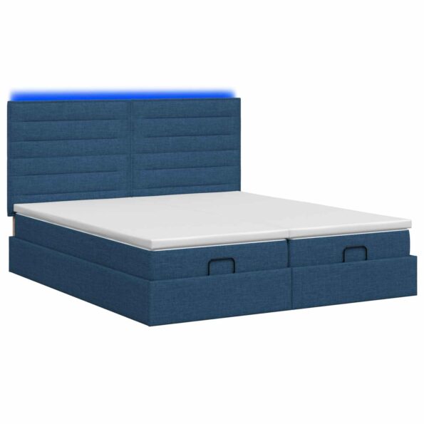 vidaXL Ottoman posteľ s matracom a LED Modrá 160 x 200 cm Látka – Obrázok 9