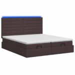 vidaXL Ottoman posteľ s matracom a LED Tmavohnedá 180 x 200 cm Látka – Obrázok 10