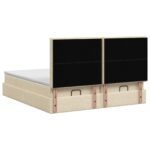 vidaXL Ottoman posteľ s matracom a LED Krémová 200 x 200 cm Látka – Obrázok 8