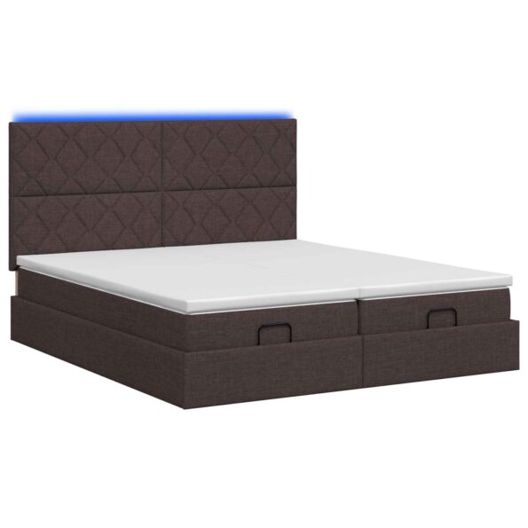 vidaXL Ottoman posteľ s matracom a LED Tmavohnedá 200 x 200 cm Látka – Obrázok 8
