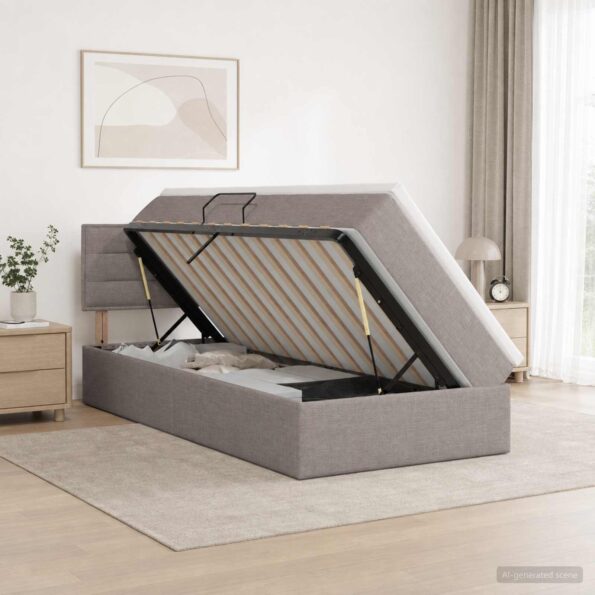 vidaXL Postel s úložným prostorem a matrací Sivohnedá 90 x 200 cm – Obrázok 12