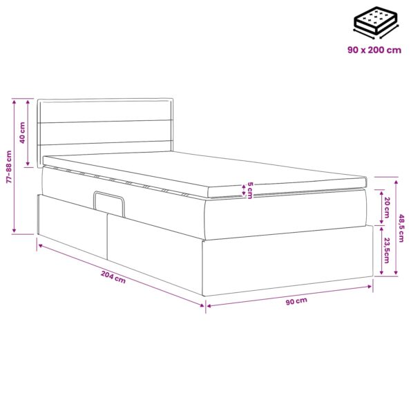 vidaXL Postel s úložným prostorem a matrací Sivohnedá 90 x 200 cm – Obrázok 11