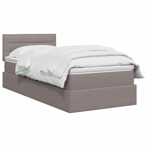 vidaXL Postel s úložným prostorem a matrací Sivohnedá 90 x 200 cm – Obrázok 2