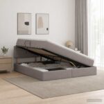 vidaXL Postel s úložným prostorem a matrací Sivohnedá 160 x 200 cm – Obrázok 12