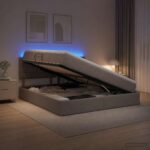 vidaXL LED úložná posteľ s matracom Sivohnedá 180 x 200 cm Látka – Obrázok 12