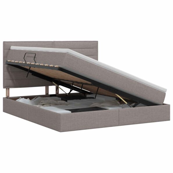 vidaXL Postel s úložným prostorem a matrací Sivohnedá 160 x 200 cm – Obrázok 2