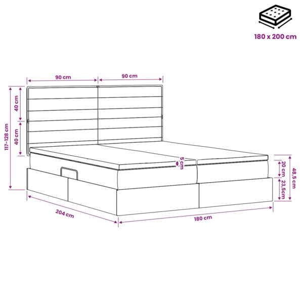 vidaXL Úložná posteľ s čelnou doskou Sivohnedá 180 x 200 cm Látka – Obrázok 12