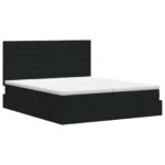 vidaXL Úložná posteľ s čelnou doskou Čierna 200 x 200 cm Látka – Obrázok 7