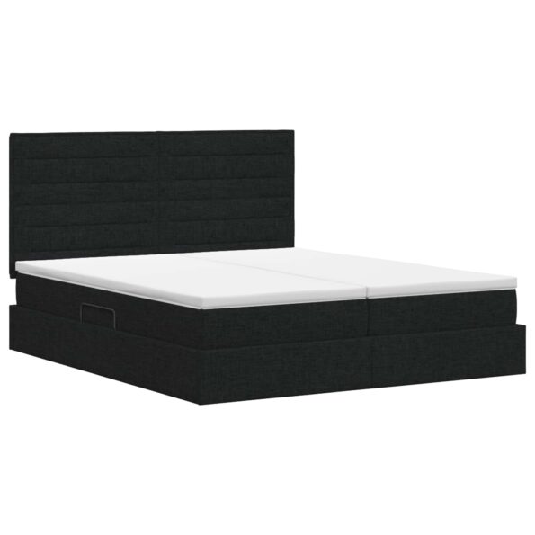 vidaXL Úložná posteľ s čelnou doskou Čierna 200 x 200 cm Látka – Obrázok 7