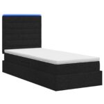vidaXL LED úložná posteľ s matracom Čierna 100 x 200 cm Látka – Obrázok 7