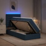 vidaXL LED úložná posteľ s matracom Modrá 100 x 200 cm Látka