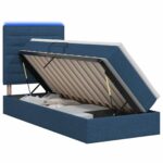 vidaXL LED úložná posteľ s matracom Modrá 100 x 200 cm Látka – Obrázok 2