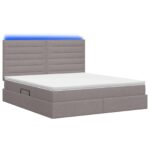 vidaXL LED úložná posteľ s matracom Sivohnedá 160 x 200 cm Látka – Obrázok 9