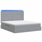 vidaXL LED úložná posteľ s matracom Svetlosivá 180 x 200 cm Látka – Obrázok 9
