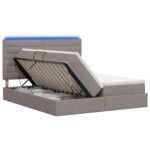 vidaXL LED úložná posteľ s matracom Sivohnedá 180 x 200 cm Látka – Obrázok 2