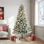 vidaXL Umelý Sklápací Vianočný Stromček 150 cm 150 LED Teplá biela – Obrázok 3