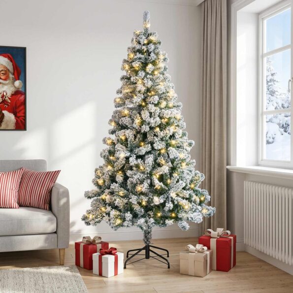 vidaXL Umelý Sklápací Vianočný Stromček 150 cm 150 LED Teplá biela – Obrázok 3