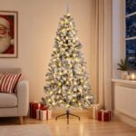 vidaXL Umelý Sklápací Vianočný Stromček 240 cm 300 LED Teplá biela