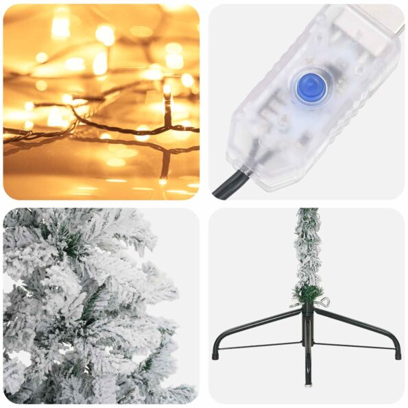 vidaXL Umelý Sklápací Vianočný Stromček 240 cm 300 LED Teplá biela – Obrázok 7