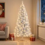 vidaXL Umelý Sklápací Vianočný Stromček 150 cm 150 LED Teplá biela – Obrázok 3